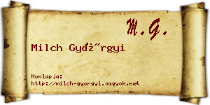 Milch Györgyi névjegykártya
